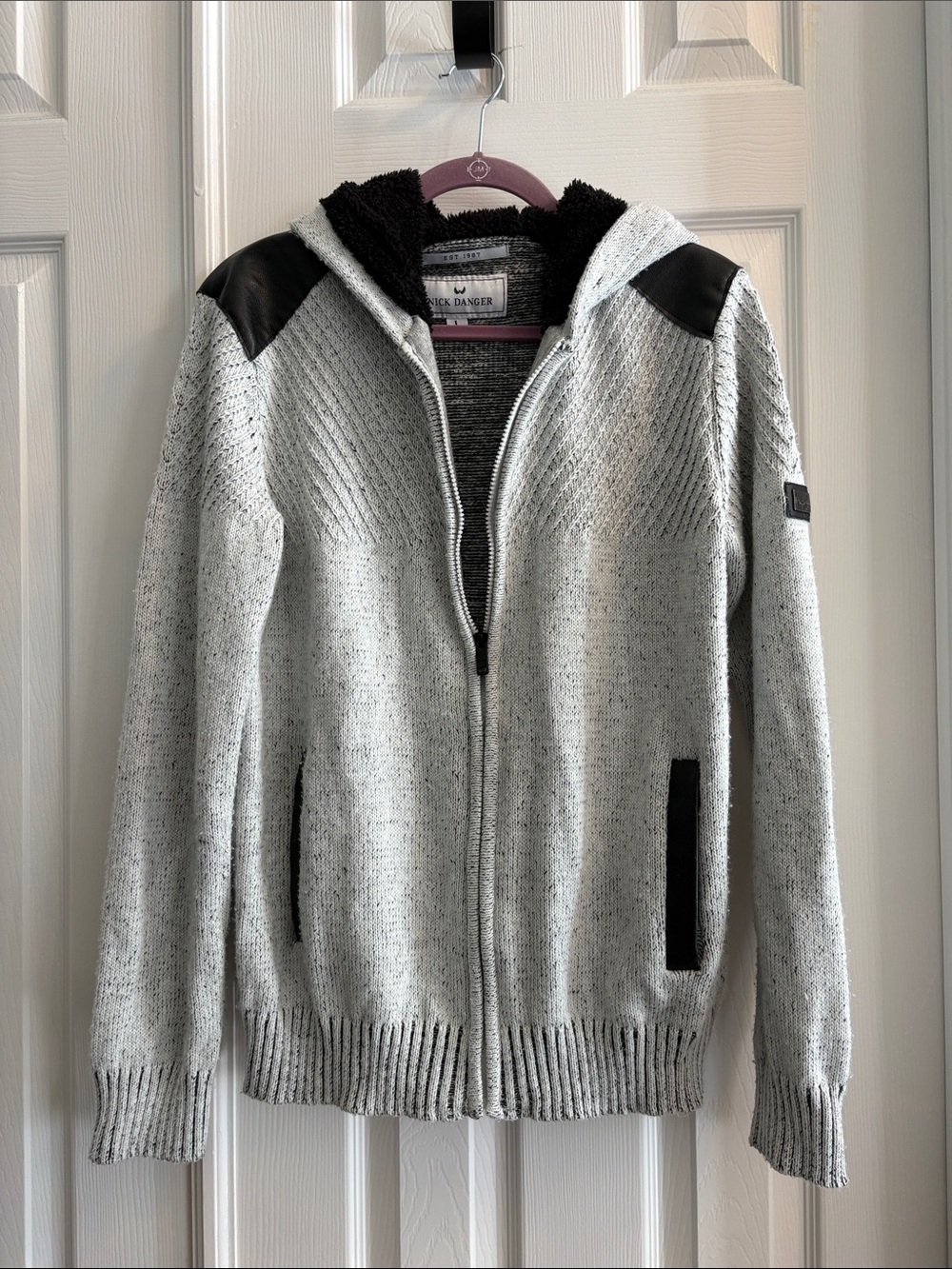 Nick Danger Premium New York Flex Fit Full Zip Light Gray Sweater Men’s Large